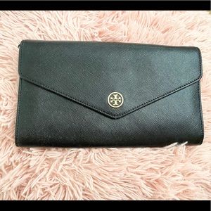 Tory Burch envelope clutch in black